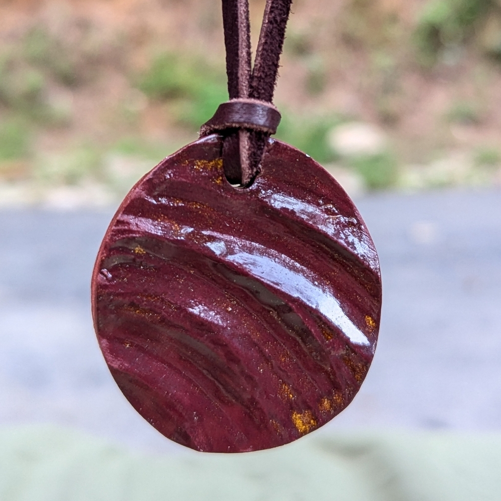 Artist-made Necklace with Soft Adjustable Deer Leather